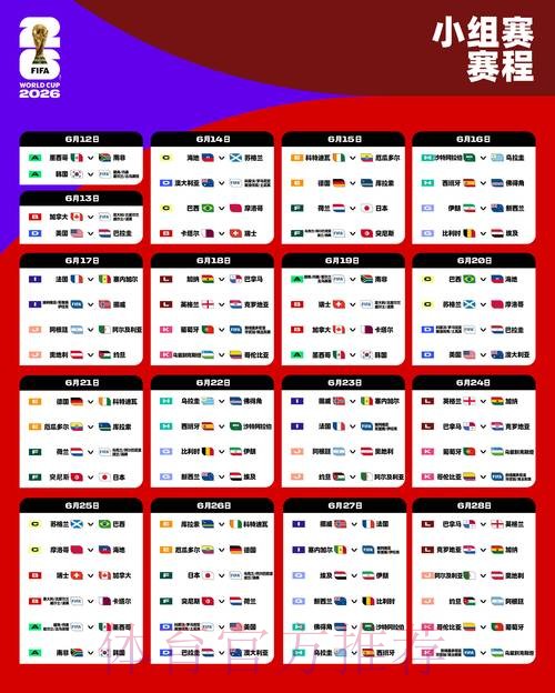 2026世界杯小组赛赛程实时更新完整安排怎么查